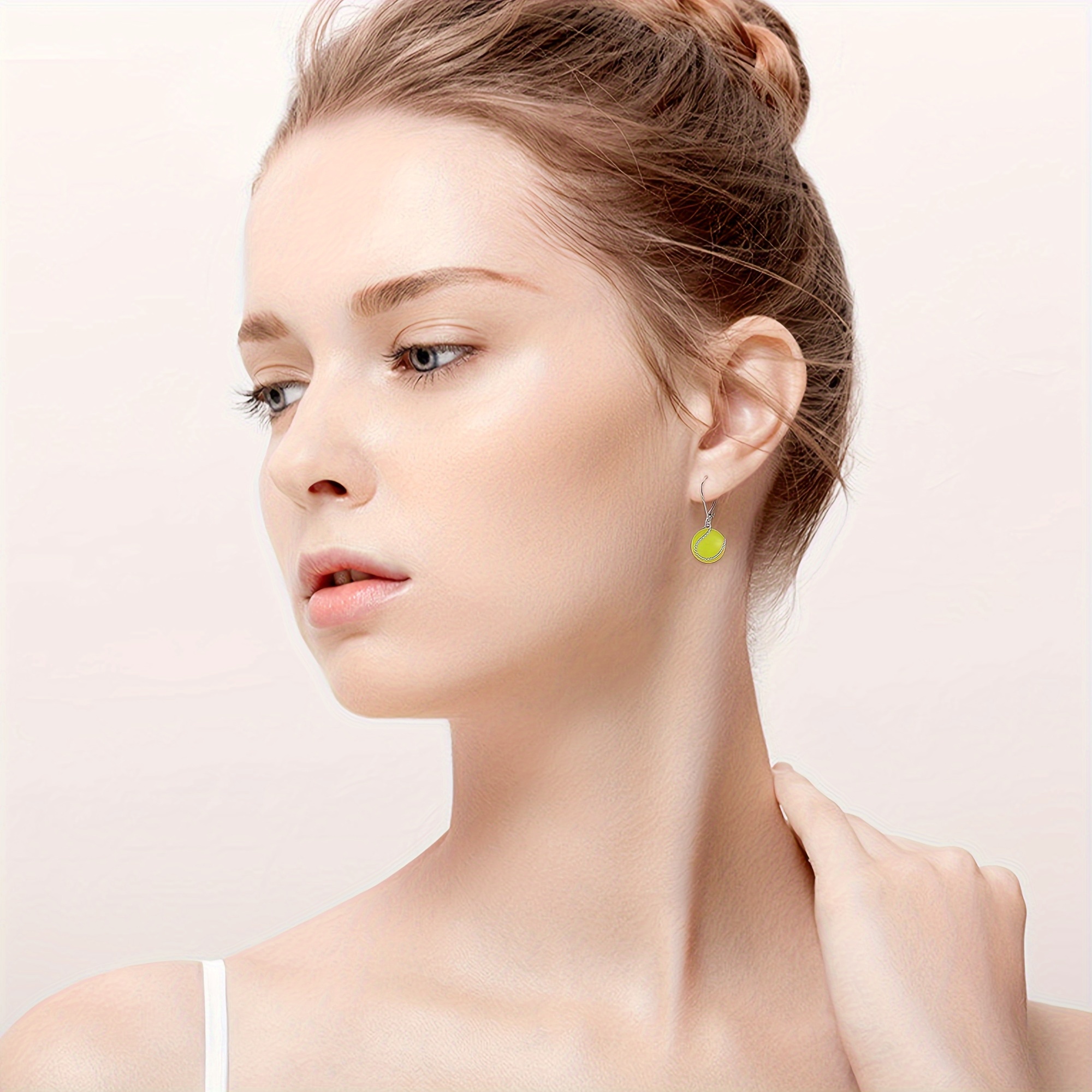 Sterling Silver Tennis Leverback Dangle Earrings, Gift for Women